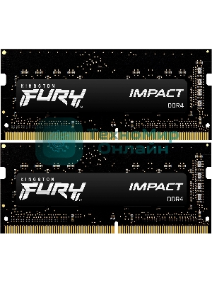 Оперативная память Kingston Fury Impact, DDR4, 16GB (2x8GB), 3200MHz, CL20, SO-DIMM