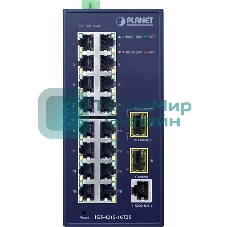 Коммутатор PLANET IGS-4215-16T2S IP30 Industrial L2/L4 16-Port 10/100/1000T + 2-Port 100/1000X SFP Managed Switch (-40~75 degrees C, dual redundant power input on 12~48VDC/24VAC terminal block)