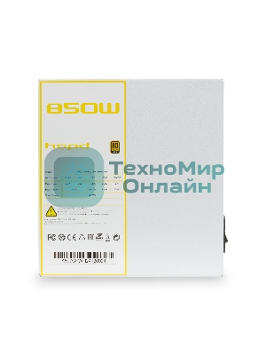 Блок питания HSPD, 850W 80 PLUS Gold (ATX, 3.1, PCIe 5.1, Full modular, 1x24(20+4)pin mesh 550мм, 2xCPU 8(4+4)pin 700мм, 2xPCIe*2 8(6+2)pin 600+150мм, 1x12VHPWR PCIe 5.1 12+4pin 600W 600мм, 3xSATA*3 450+150+150мм, 1xMOLEX4pin*3 450+150+150мм, Active, 120x120мм, 150x140x86мм, APFC, OVP, UVP, SCP, OCP, OTP, OPP, NLO, SIP, белый)
