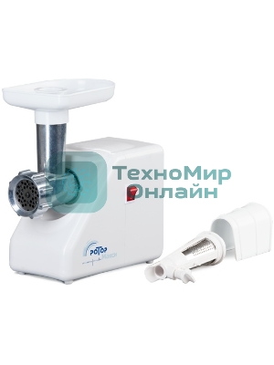 Мясорубка электрическая Ротор Макси ЭМШ 35/300-2 белый, 1500 Вт, 0.6 кг/мин, насадки - 2