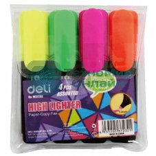 Набор маркеров текстовых Deli E37232 скошенный пиш. наконечник 1-5мм 4цв. пакет с европодвесом (4шт.)