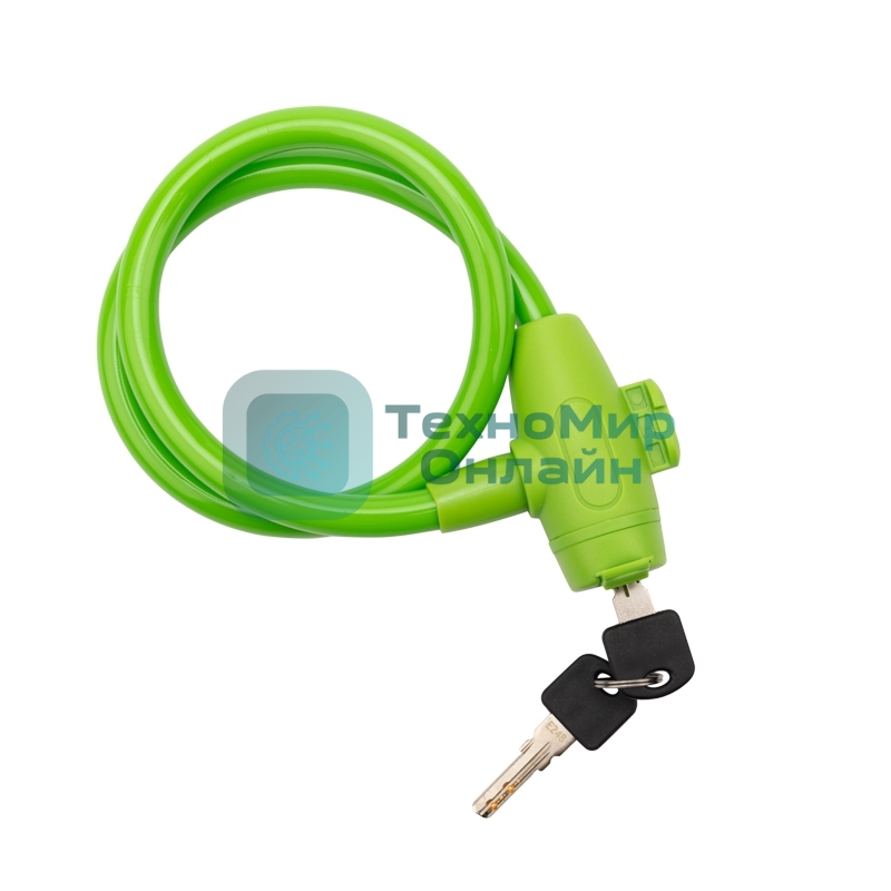 Тросовый замок взломостойкий для велосипедов и колясок с ключом Четыре сезона 65 см зеленый 79-0363