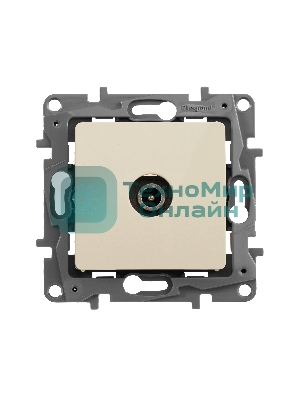 Розетка телевизионная проходная, 15дБ, сл. кость ETIKA Розетка TV проходная, 15дБ, сл. кость