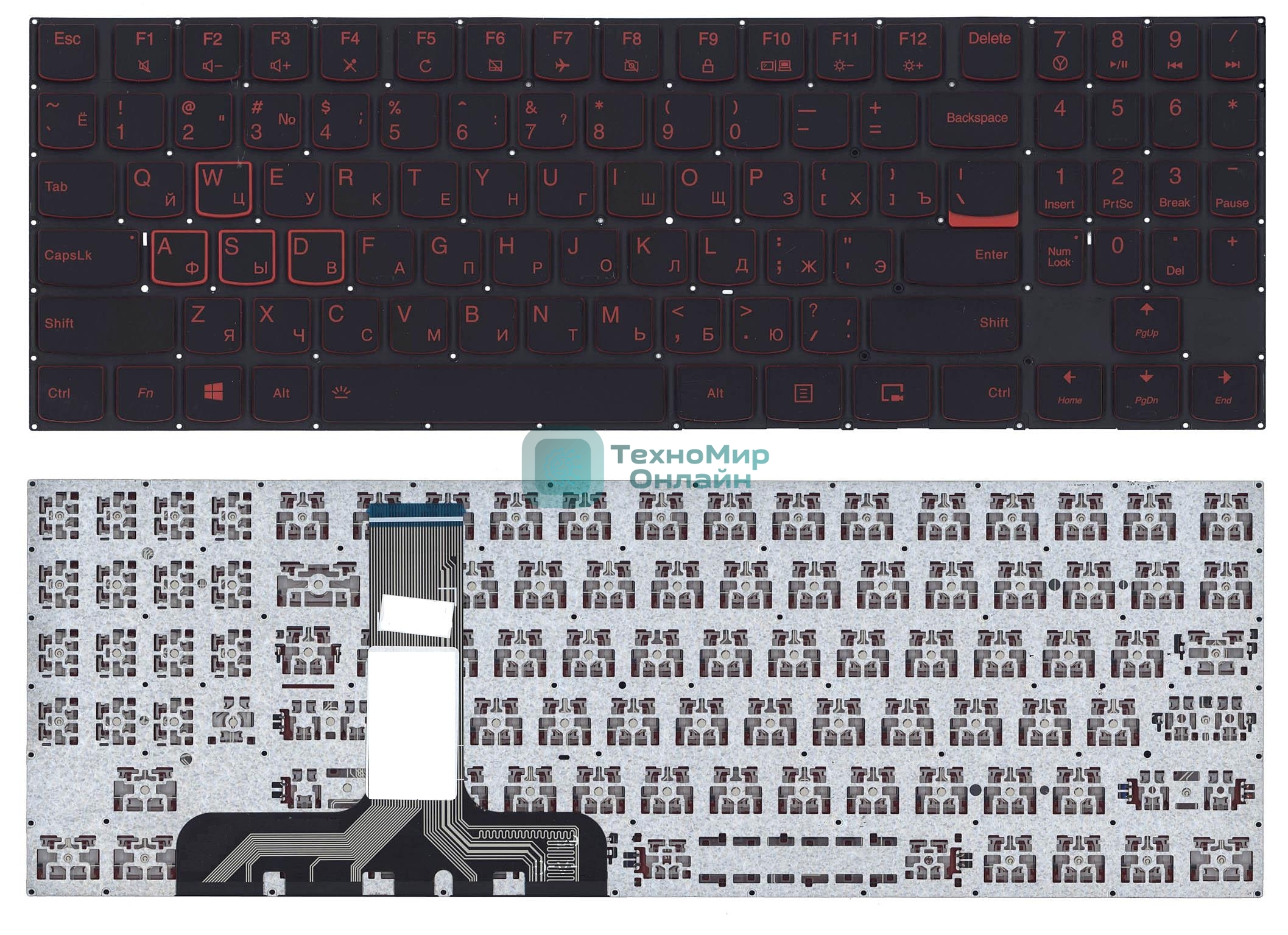 Клавиатура для ноутбука Lenovo Legion Y520 Y520-15IKB черная без рамки