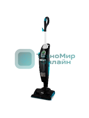 Пылесос вертикальный паровой Kitfort КТ-535-1 черный, питание от сети, 1600 Вт, уборка влажная/паром/сухая, пылесборник 1 л