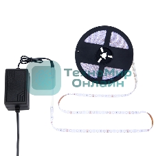 Комплект светодиодной ленты 5 м с блоком питания IP65, холодное белое свечение 6500 К LAMPER