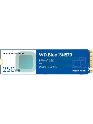 Накопитель SSD WD 250Gb, PCIe 3.0 x4, M.2 2280, Blue SN570 NVMe, R/W 3300/1200