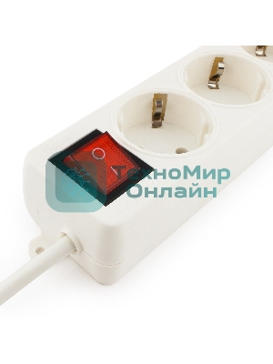 Сетевой фильтр Гарнизон ELB-G3-W-5, 3 евророзетки с выключателем и заземлением, допустимый ток 16А, длина 5 м.