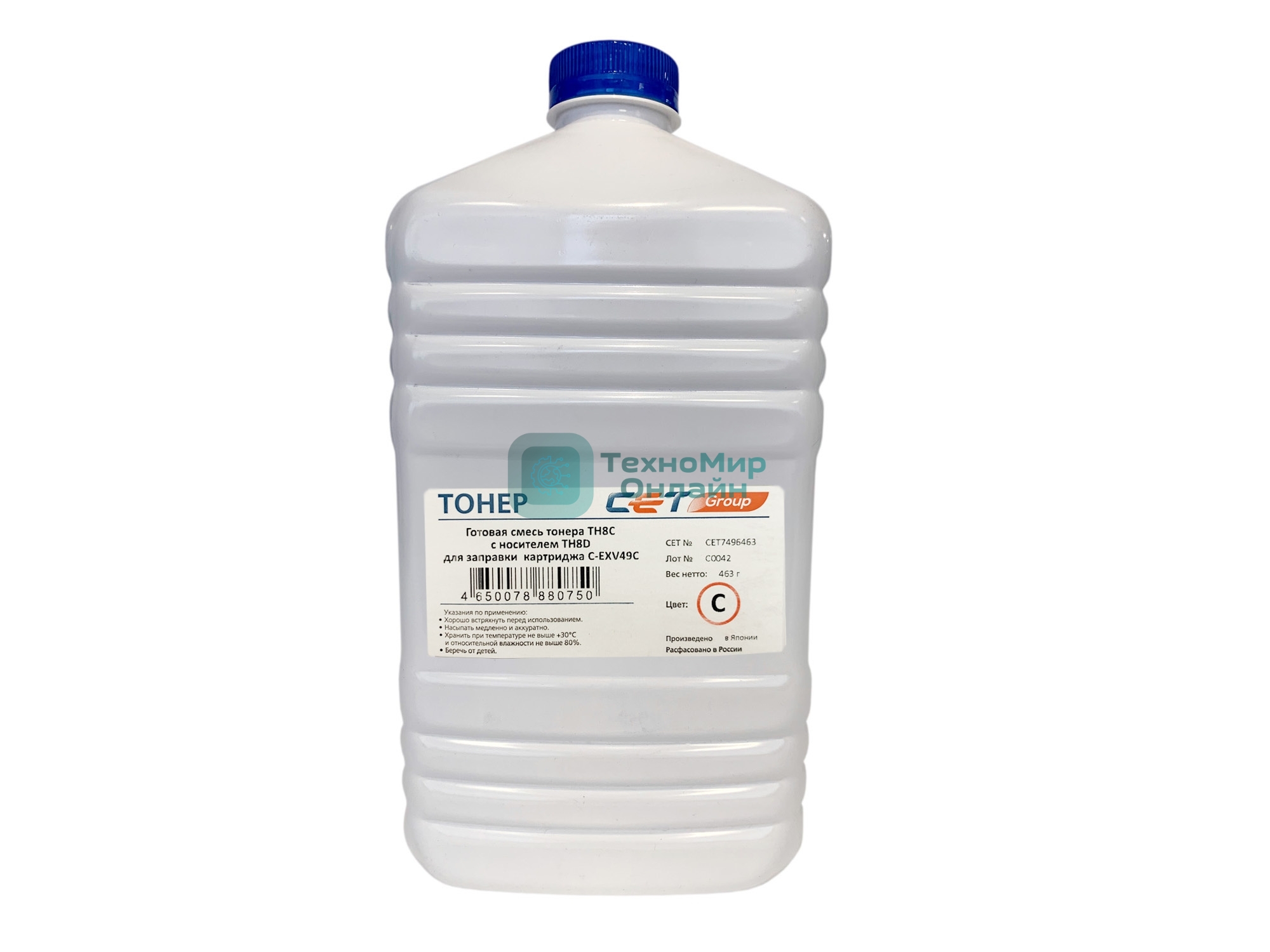 Тонер CET TF8C/TF8D голубой бутылка 463гр. (в компл.:девелопер) для принтера Canon C3325i/3330i/3320