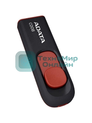 Флешка USB ADATA С008 (AC008-32G-RKD), 32Gb, USB 2.0, R/W 15/5, черный/красный