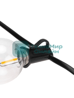 Уличная гирлянда Neon-night Лофт 7,5м, черный ПВХ, 25 прозрачных ламп, теплый белый, влагостойкая IP44