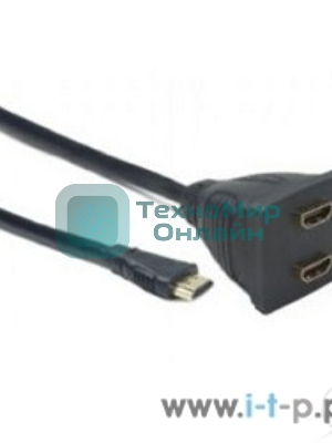 Разветвитель HDMI Cablexpert DSP-2PH4-002, HD19F/2x19F, 1 компьютер => 2 монитора, пасcивный, Full-HD, 3D, 1.4v