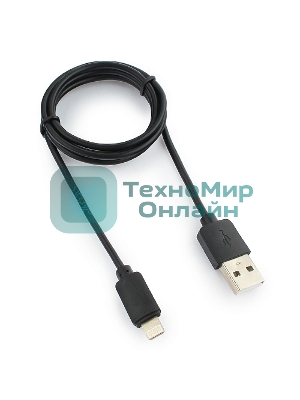 Кабель USB Гарнизон GCC-USB2-AP2-1M AM/Lightning, для iPhone5/6/7, IPod, IPad, 1м, черный, пакет