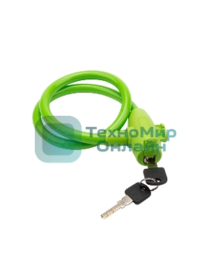 Тросовый замок взломостойкий для велосипедов и колясок с ключом Четыре сезона 65 см зеленый 79-0363