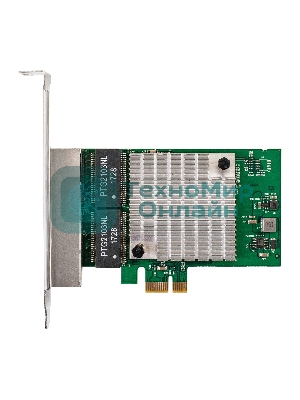 Сетевой адаптер ExeGate EXE-564 (PCI-E x1 v2.0, 4xRJ45, UTP 10/100/1000Mbps, Realtek Chipset RTL8111H+ASM1184e)
