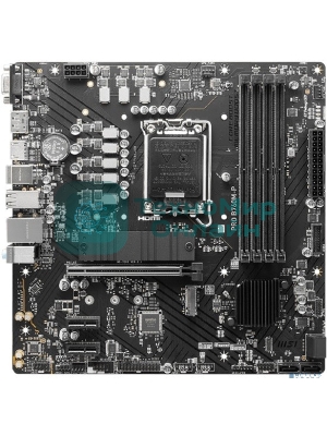 Материнская плата MSI PRO B760M-P DDR5, LGA 1700, Intel B760, 4xDDR5, 4xSATA, 2xM.2, 1xPCIe 4.0 x16, 2xPCIe 3.0 x1, 1xHDMI, 1xDP, 1xVGA, 1x1Gb LAN, 4xUSB-A 2.0, 1xUSB-A 3.2 Gen 1, 1xUSB-C 3.2 Gen 2, 3x3.5 мм, 7.1, mATX