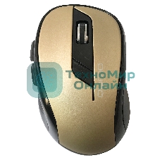 Мышь беспроводная Qumo Office Line M64 золотистый, 1600 dpi, радиоканал, USB, кнопки - 6