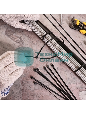 Хомут-стяжка кабельная нейлоновая Rexant 400 x4,8 мм, черная, упаковка 100 шт.