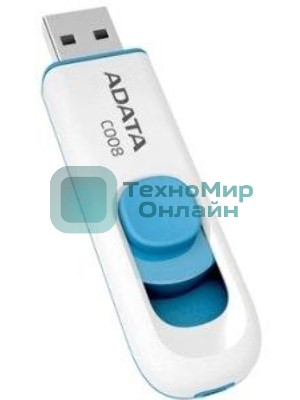 Флешка USB ADATA С008 (AC008-64G-RWE), 64Gb, USB 2.0, R/W 15/5, белый/синий