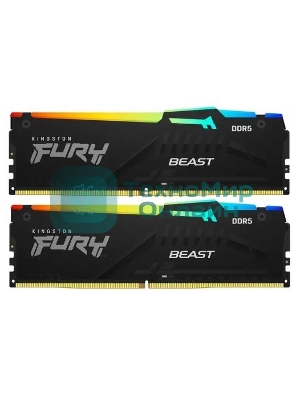 Оперативная память Kingston Fury Beast, DDR5, 64Gb (2x32Gb), 5200MHz, CL40, DIMM, с радиатором, RGB, черный