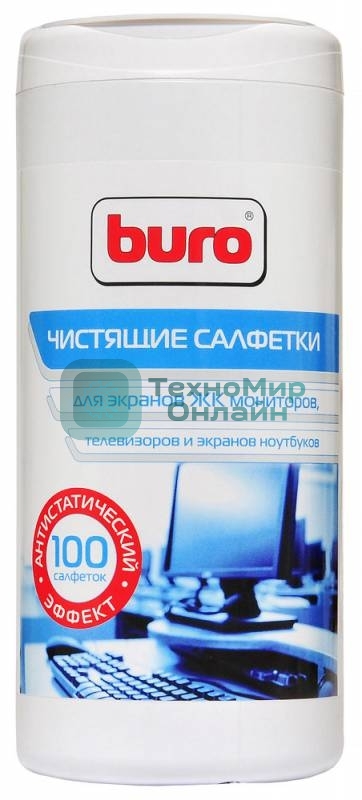 Салфетки Buro BU-Tscreen, 100 шт для экранов мониторов/плазменных/ЖК телевизоров/ноутбуков туба 100 шт влажных