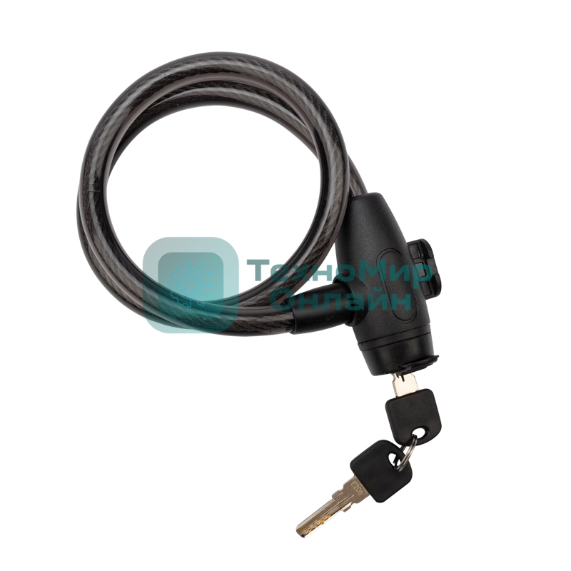 Тросовый замок взломостойкий для велосипедов и колясок с ключом Четыре сезона 65 см черный 79-0366