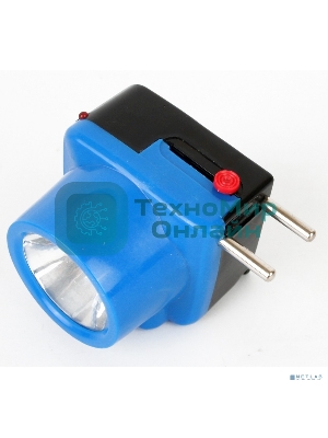 Фонарь налобный аккумуляторный LED5375 220В 0.4Вт LED 2 реж. пластик голуб. Ultraflash 14252