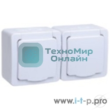 Розетка двухместная с з/к с крышкой для открытой установки РСб22-3-ГПБб IP54 серия 