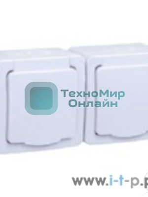 Розетка двухместная с з/к с крышкой для открытой установки РСб22-3-ГПБб IP54 серия 