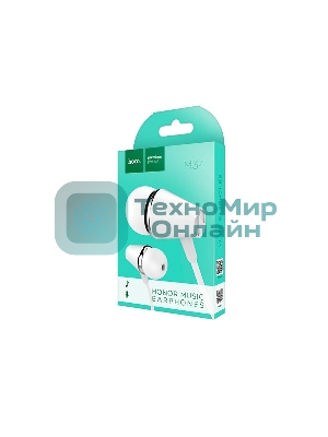 Проводные наушники Hoco M34 белый, внутриканальные, Jack 3.5 мм