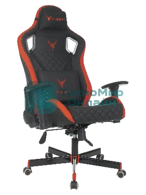 Кресло Knight OUTRIDER черный/красный, экокожа, 120 кг, механизм качания