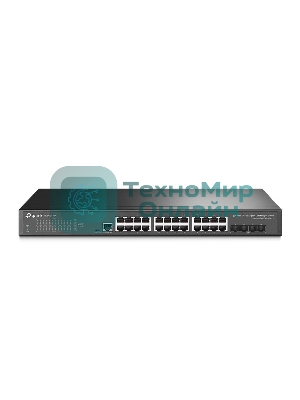 Коммутатор TP-Link JetStream 24-port Pure-Gigabit L2+ Managed Switch, 24 10/100/1000Mbps RJ45, 4*10G SFP+ Slots