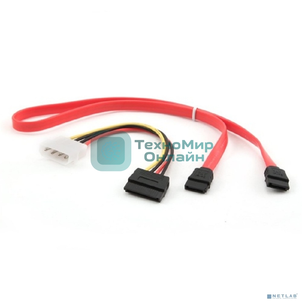 Комплект кабелей SATA Cablexpert CC-SATA-N, интерфейсный (48 см) 7pin/7pin и питания (15 см) 4pin/15pin, медь, пакет