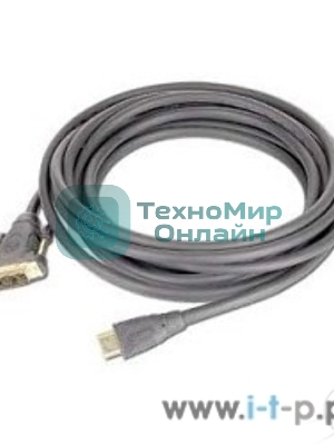 Кабель HDMI-DVI Cablexpert CC-HDMI-DVI-10MC, 19M/19M, single link, медь, позол.разъемы, экран, 10м, черный, пакет