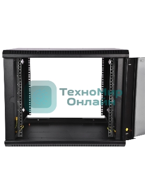 Шкаф телеком. настенный разборный 12U (600х650) дверь стекло,цвет черный (ШРН-Э-12.650-9005) (1коробка)