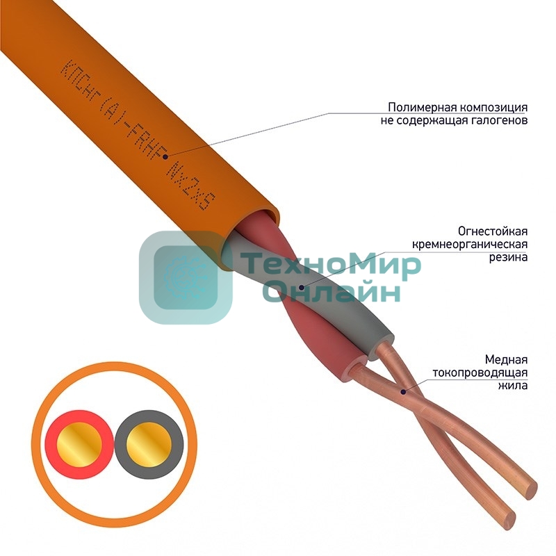 Кабель огнестойкий Rexant КПСнг(А)-FRHF 1x2x0,50 мм², бухта 200 м, 01-4916