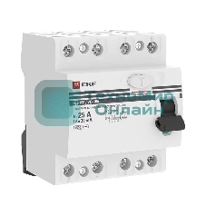 Выключатель дифференциального тока (УЗО) 4п 25А 30мА тип AC ВД-100 PROxima (электромех.) EKF elcb-4-25-30-em-pro