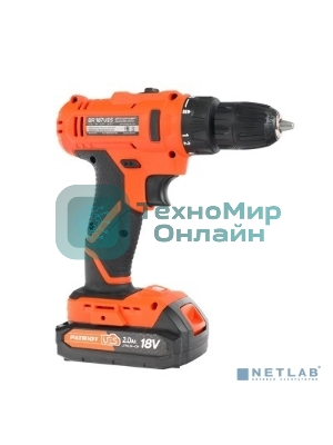 Дрель-шуруповерт Patriot BR 187UES, Аккумуляторная, 18В, 2 АКБ, Кейс