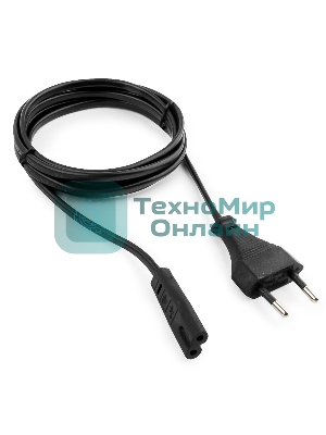 Кабель питания для ноутбуков, аудио/видео техники Cablexpert/Gembird PC-184/2-1.8М, 1.8м, 2-pin, черный, пакет