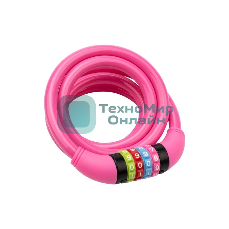 Тросовый кодовый замок взломостойкий для велосипедов и колясок Четыре сезона 150 см розовый 79-0214