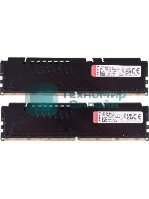 Оперативная память Kingston Fury Beast, DDR5, 32GB (2x16GB), 5200MHz, CL40, DIMM, радиатор, черный