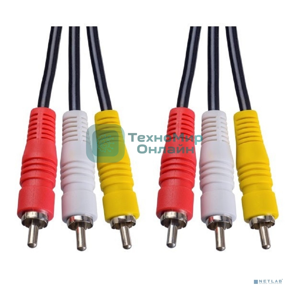 Кабель PERFEO 3xRCA вилка - 3xRCA вилка, длина 3 м