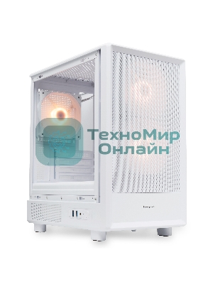 Компьютерный корпус HSPD M310, Mesh Mini-tower, белый, TG, 0.4 SPCC, 3x120мм ARGb mATX, mITX 180/280/160мм 1x2.5