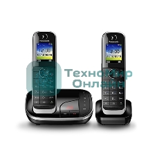 Телефон беспроводной (DECT) Panasonic KX-TGJ322RUB черный (труб. в компл.:2шт) автооветчик АОН