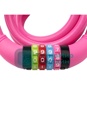 Тросовый кодовый замок взломостойкий для велосипедов и колясок Четыре сезона 150 см розовый 79-0214