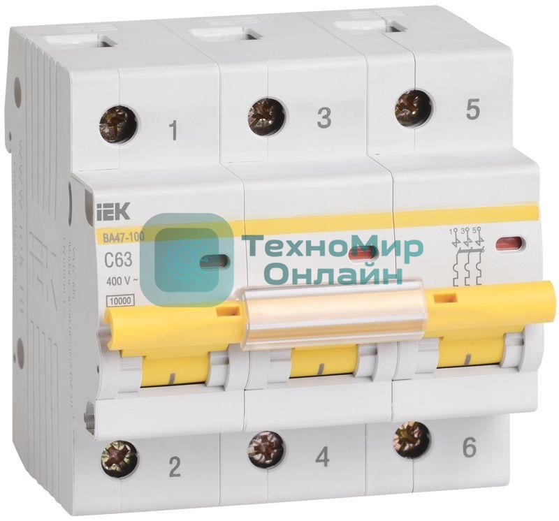 Выключатель автоматический IEK MVA40-3-063-C ВА 47-100 3Р 63А 10 кА х-ка С IEK