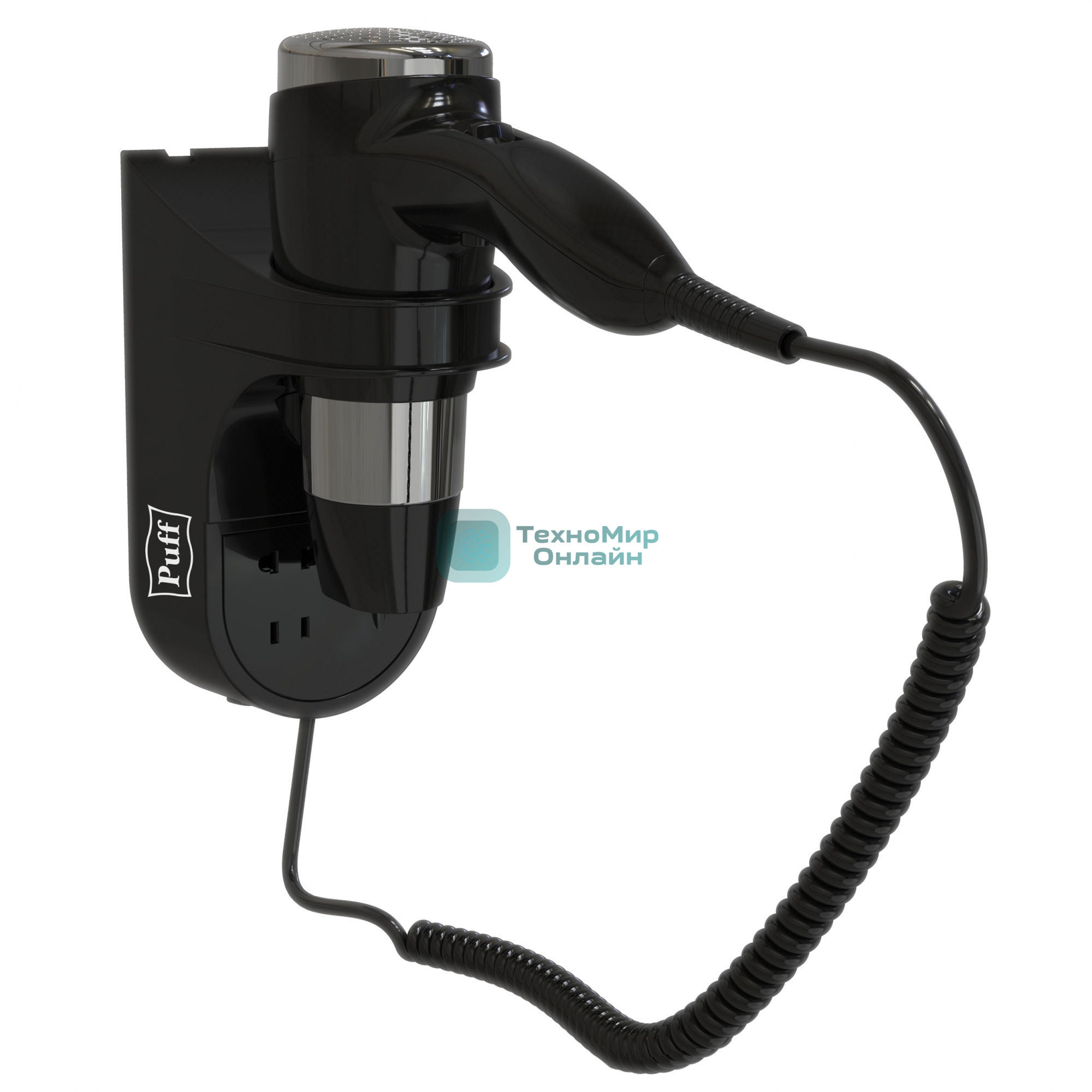 Фен Puff 1600ВlB черный/хром, 1600 Вт