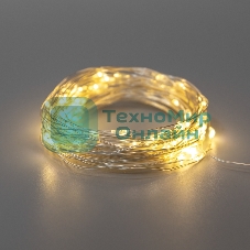 Гирлянда Neon-night Роса 10м, 100 LED, теплый белый, IP44, на батарейках 3хАА, с пультом 8 режимов