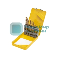 Набор сверл по металлу, 1,5-6,5мм (через 0,5мм, 3,2мм, 4,8мм), НSS, ТИТАН, цилиндрический хвостовик, металлический кейс, 13 шт. Kranz