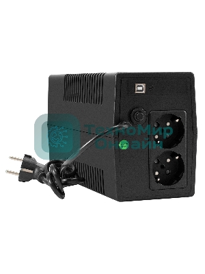 Источник бесперебойного питания ExeGate Smart LB-650.LCD.AVR.2SH.USB (650VA/390W, LCD, AVR, 2*Schuko, USB, батарея 12V 7Ah, черный)